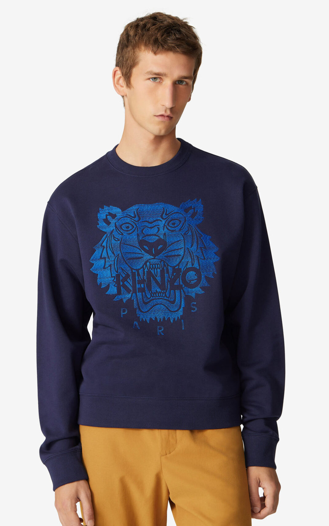 Kenzo Tiger Sweatshirt Erkek Lacivert Mavi | 0321-DIMHA